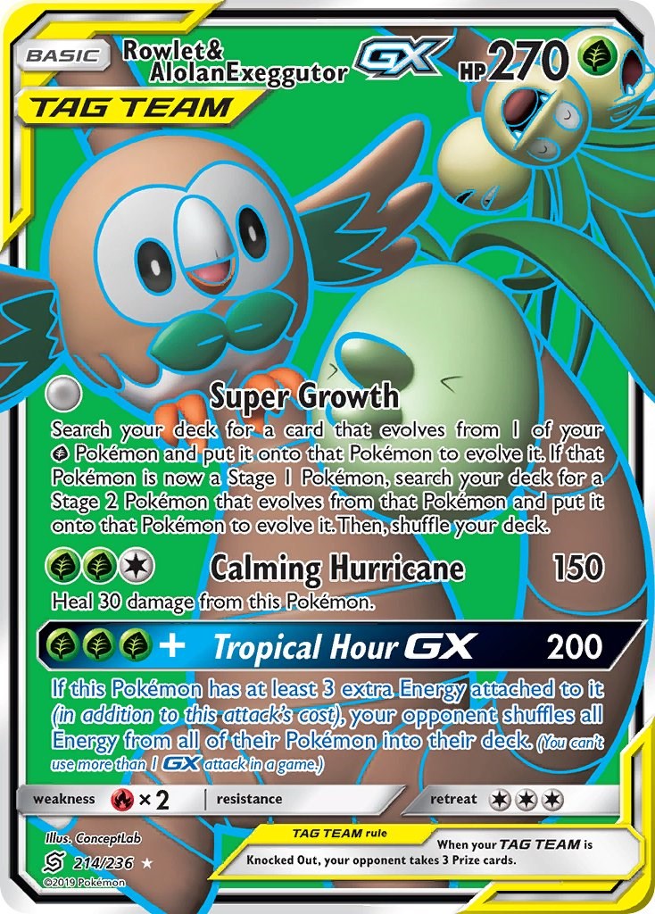 Rowlet & Alolan Exeggutor GX (Full Art)
