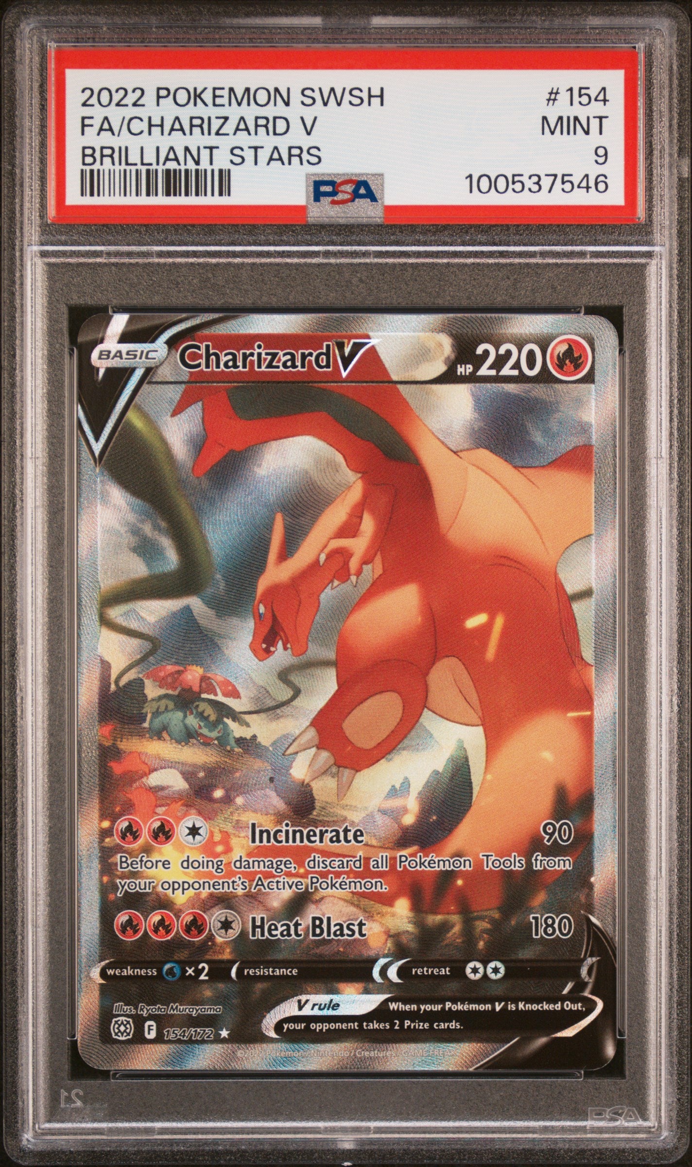 PSA 9 - Brilliant Stars - FA/Charizard V #154