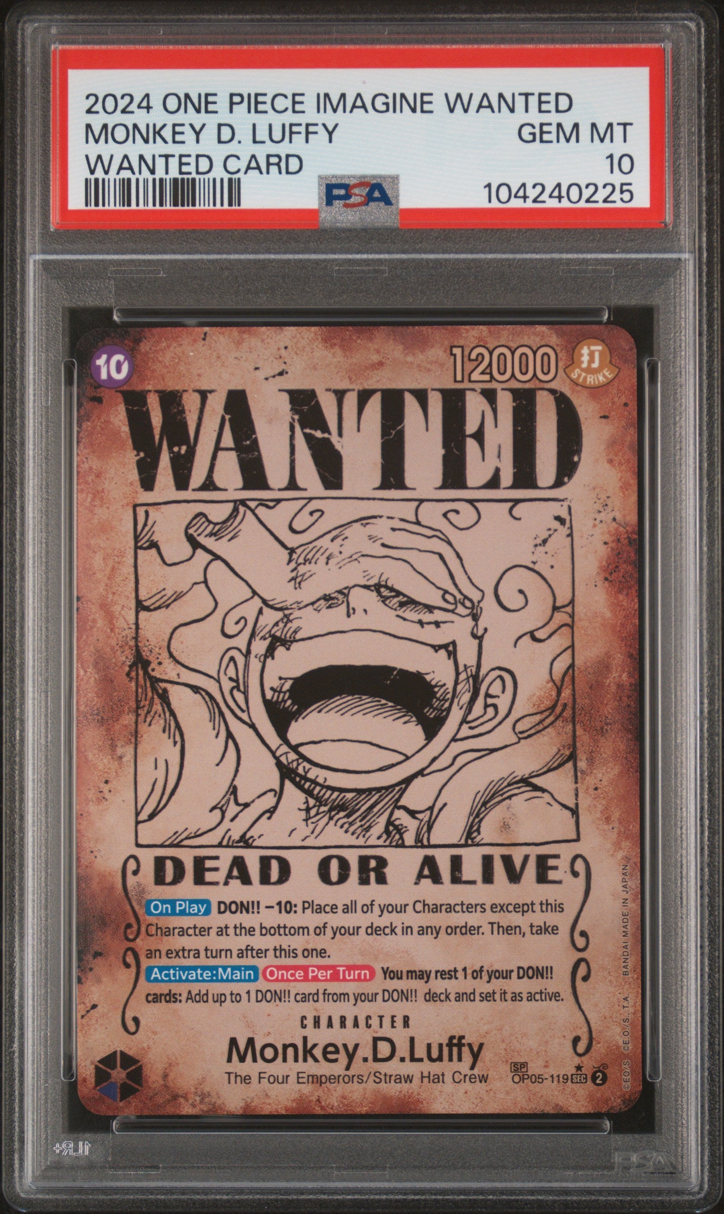 PSA 10 - Wanted Card - Monkey D. Luffy