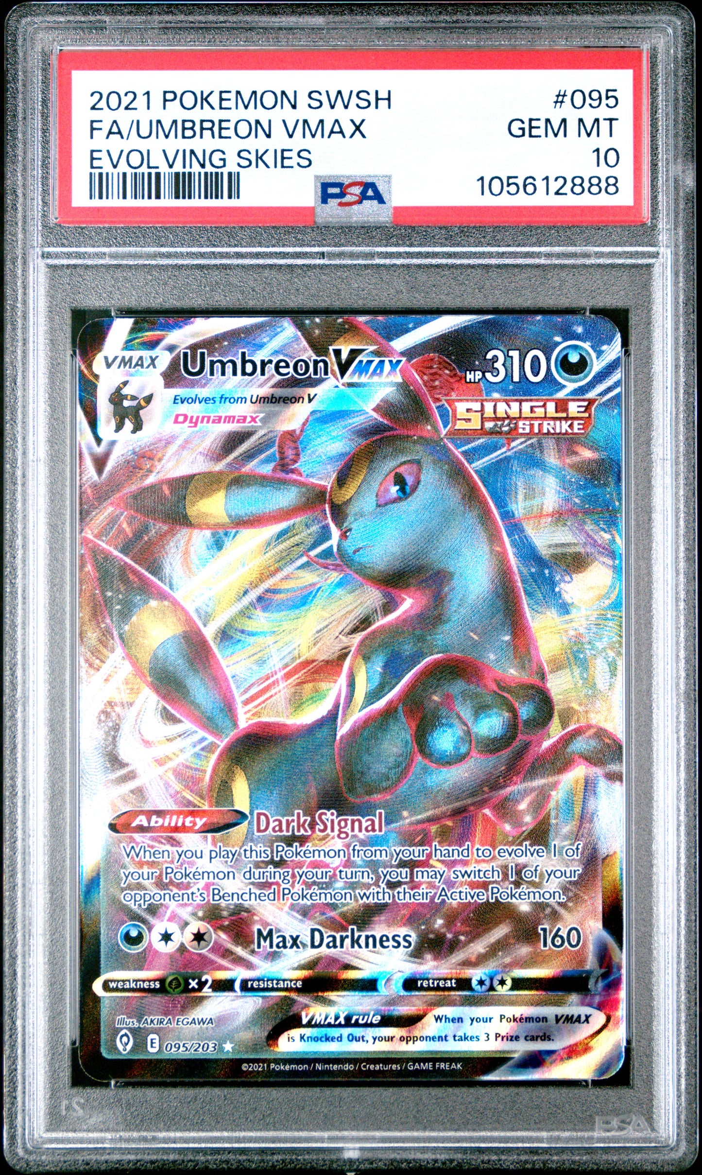 PSA 10 - Evolving Skies - Umbreon VMAX #095