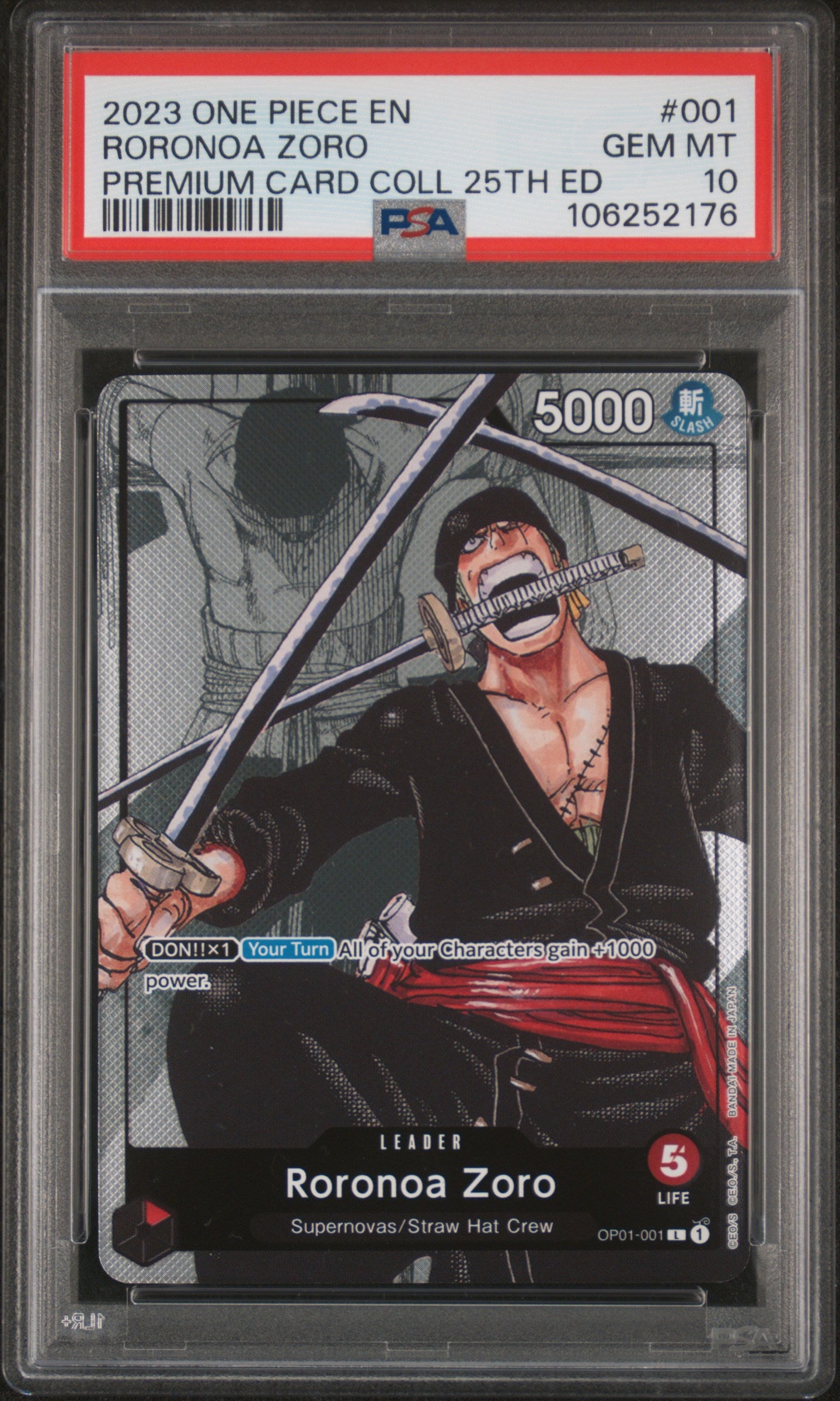 PSA 10 - Premium Card Collection 25th Ed. - Roronoa Zoro #001