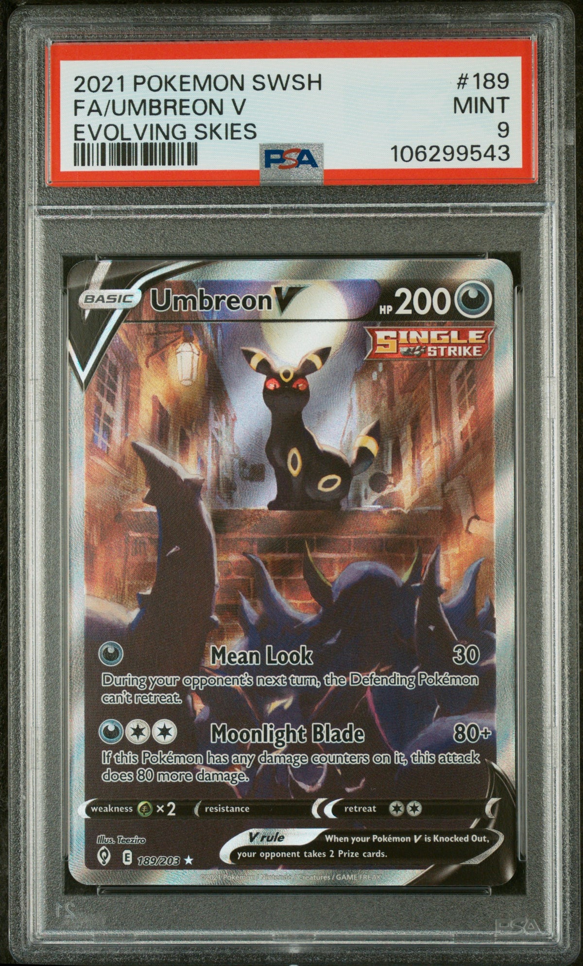 PSA 9 - Evolving Skies - Umbreon V #189
