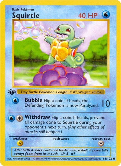 Squirtle Base Set (Shadowless) (063/102) (Common)