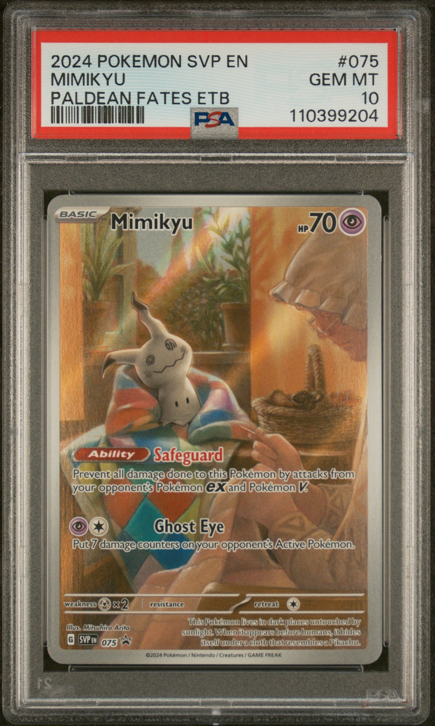 PSA 10 - Paldean Fates ETB - Mimikyu #075