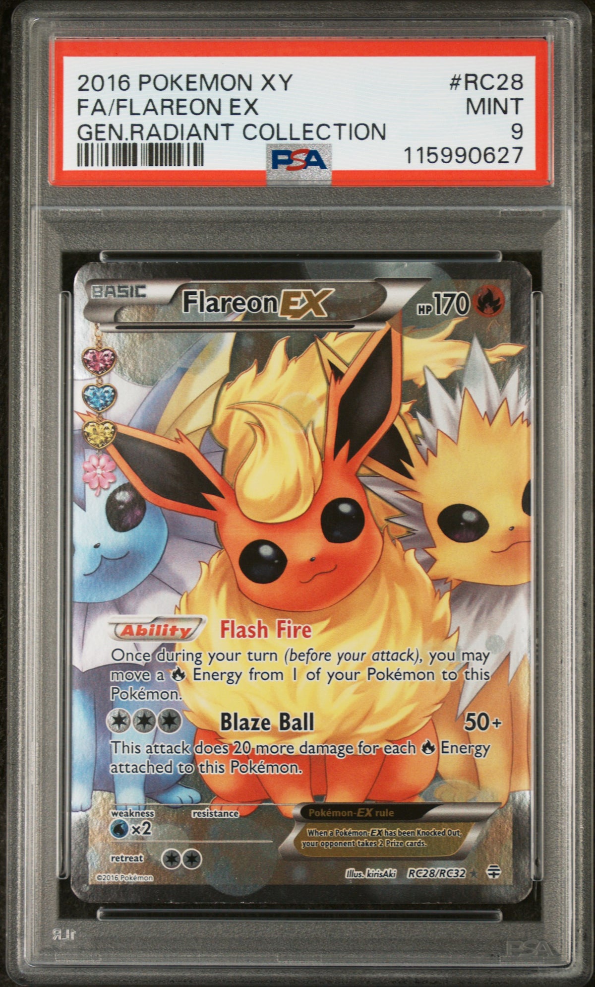 PSA 9 - Gen. Radiant Collection - Flareon ex #RC28
