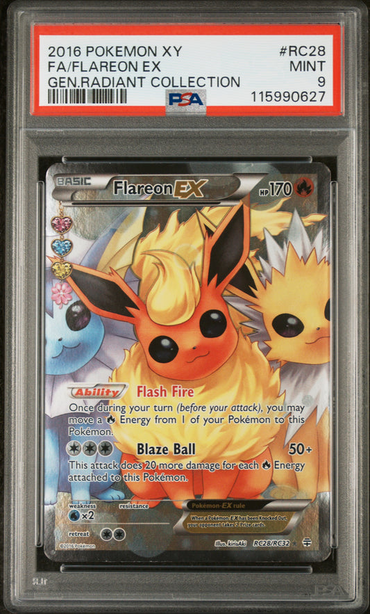 PSA 9 - Gen. Radiant Collection - Flareon ex #RC28