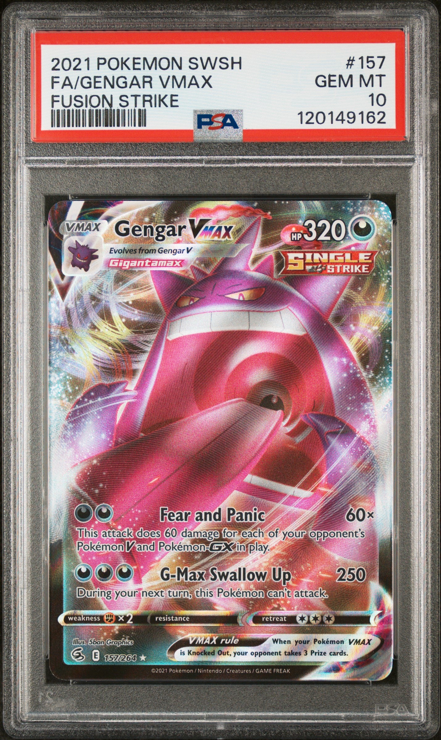 PSA 10 - Fusion Strike - FA/Gengar VMAX #157
