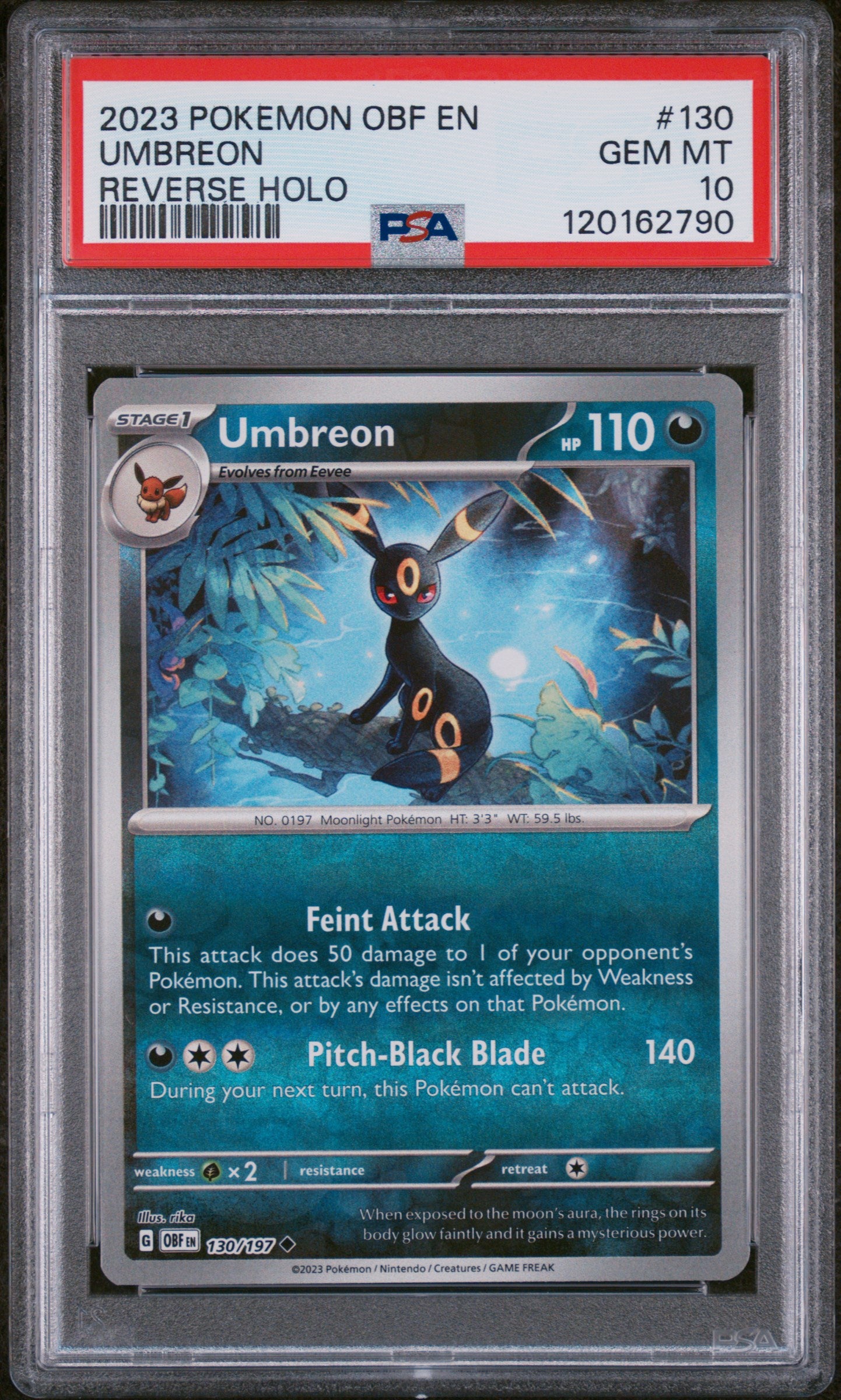 PSA 10 - Reverse Holo - Umbreon #130
