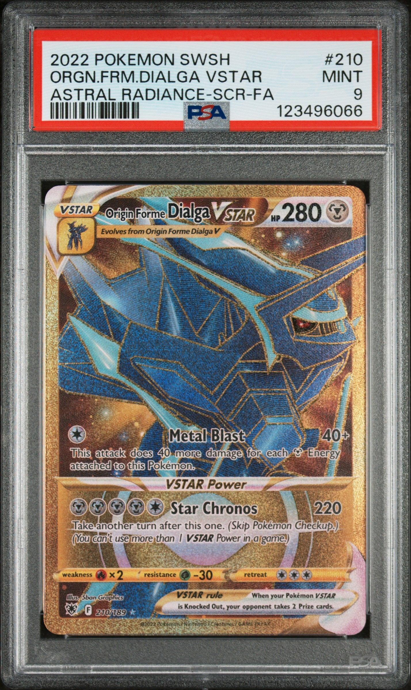 PSA 9 - Astral Radiance - SCR - FA - Dialga VSTAR #210