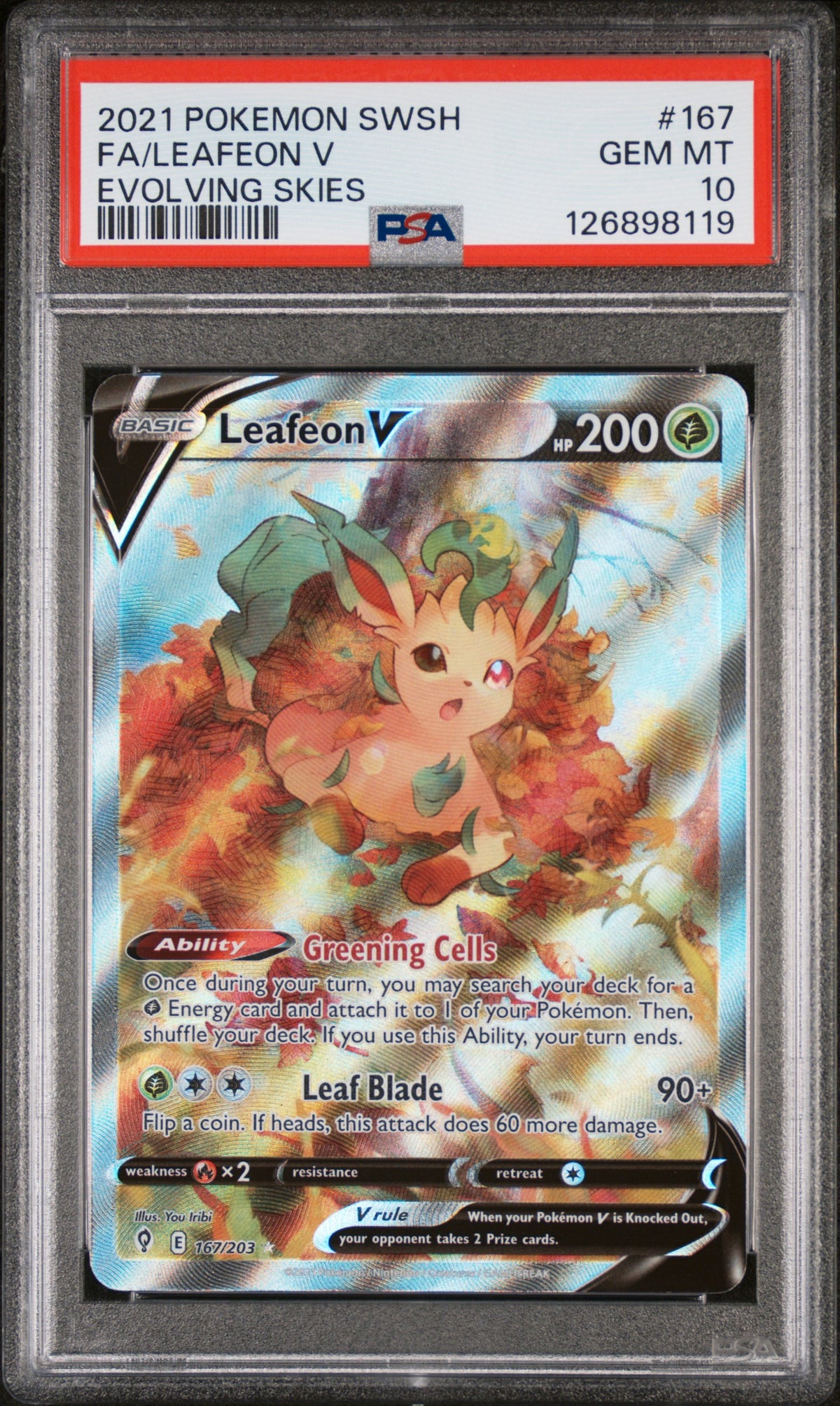 PSA 10 - Evolving Skies - Leafeon V #167