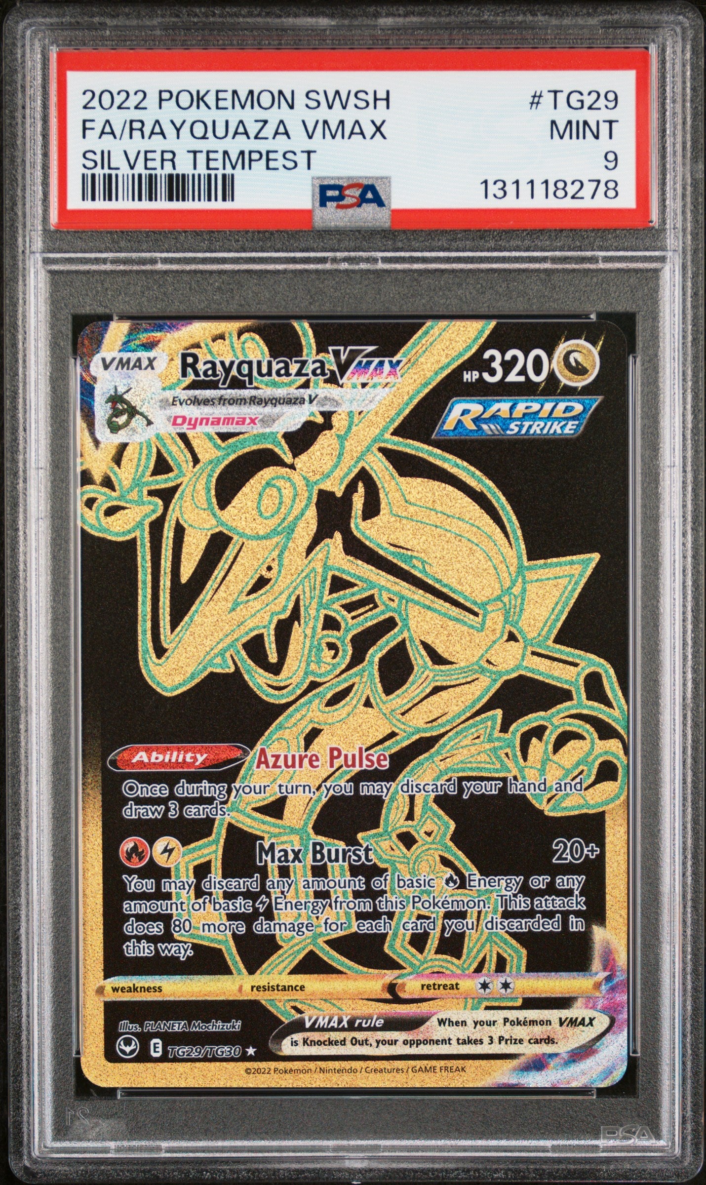 PSA 9 - Silver Tempest - Rayquaza VMax #TG29