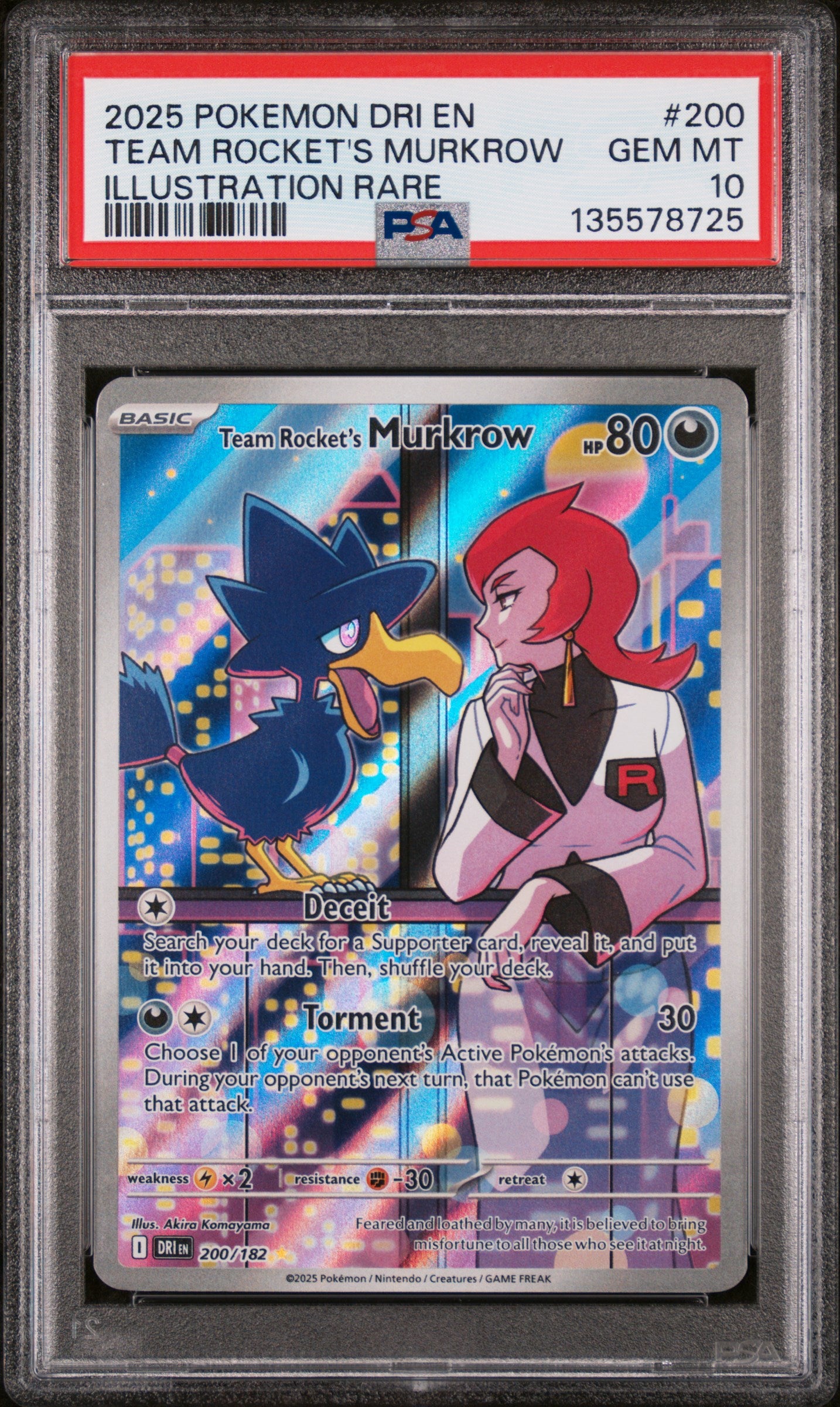 PSA 10 - Illustration Rare - Team Rocket's Murkrow #200