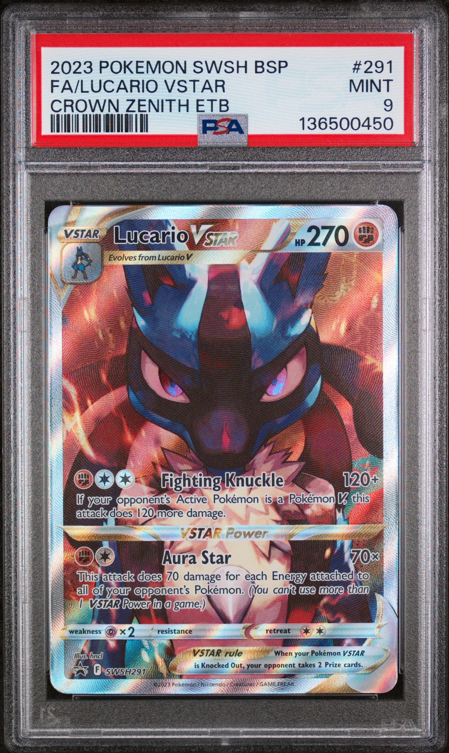 PSA 9 - Crown Zenith ETB - Lucario VSTAR #291
