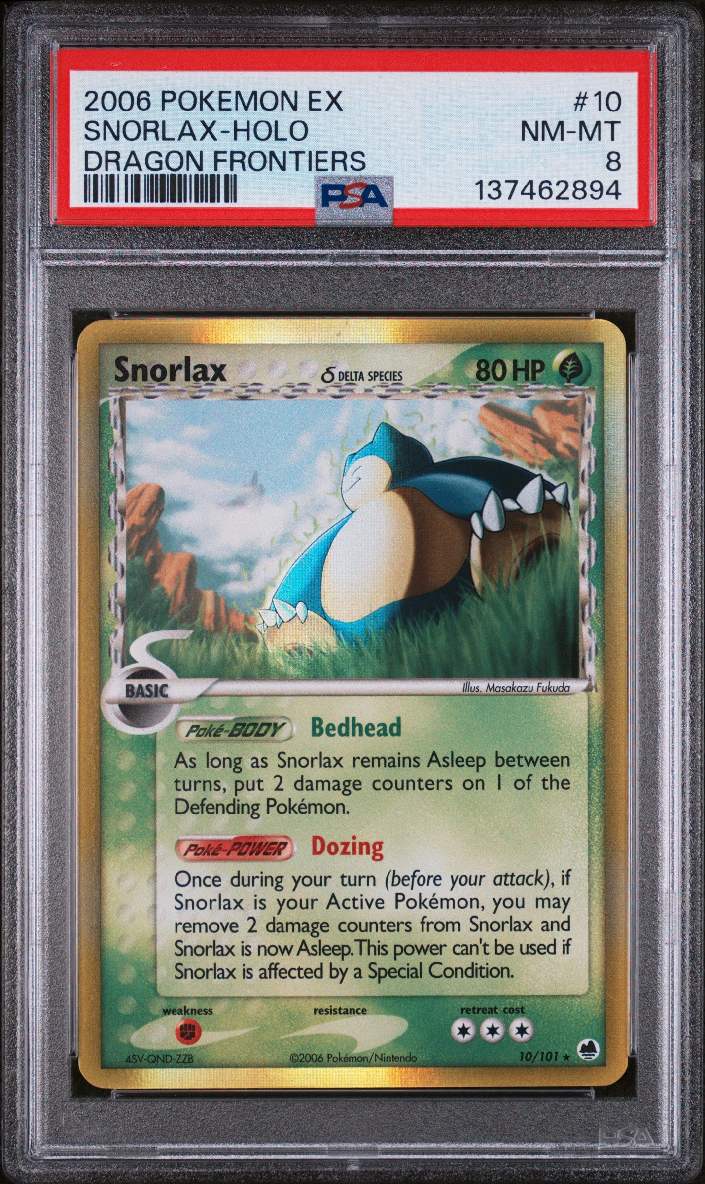 PSA 8 - Dragon Frontiers - Snorlax - Holo #10