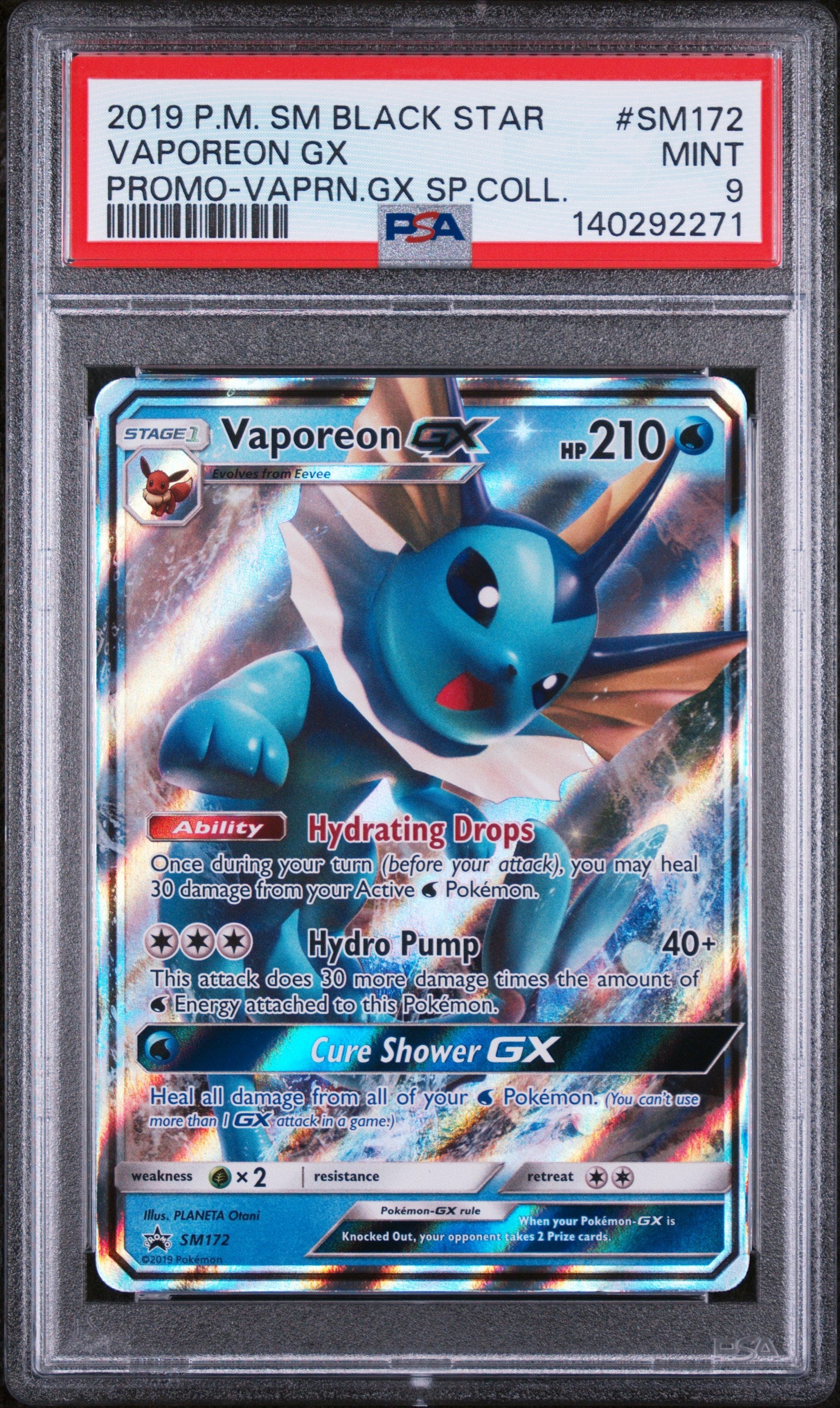 PSA 9 - Sun & Moon Promo - Vaporeon GX #SM172
