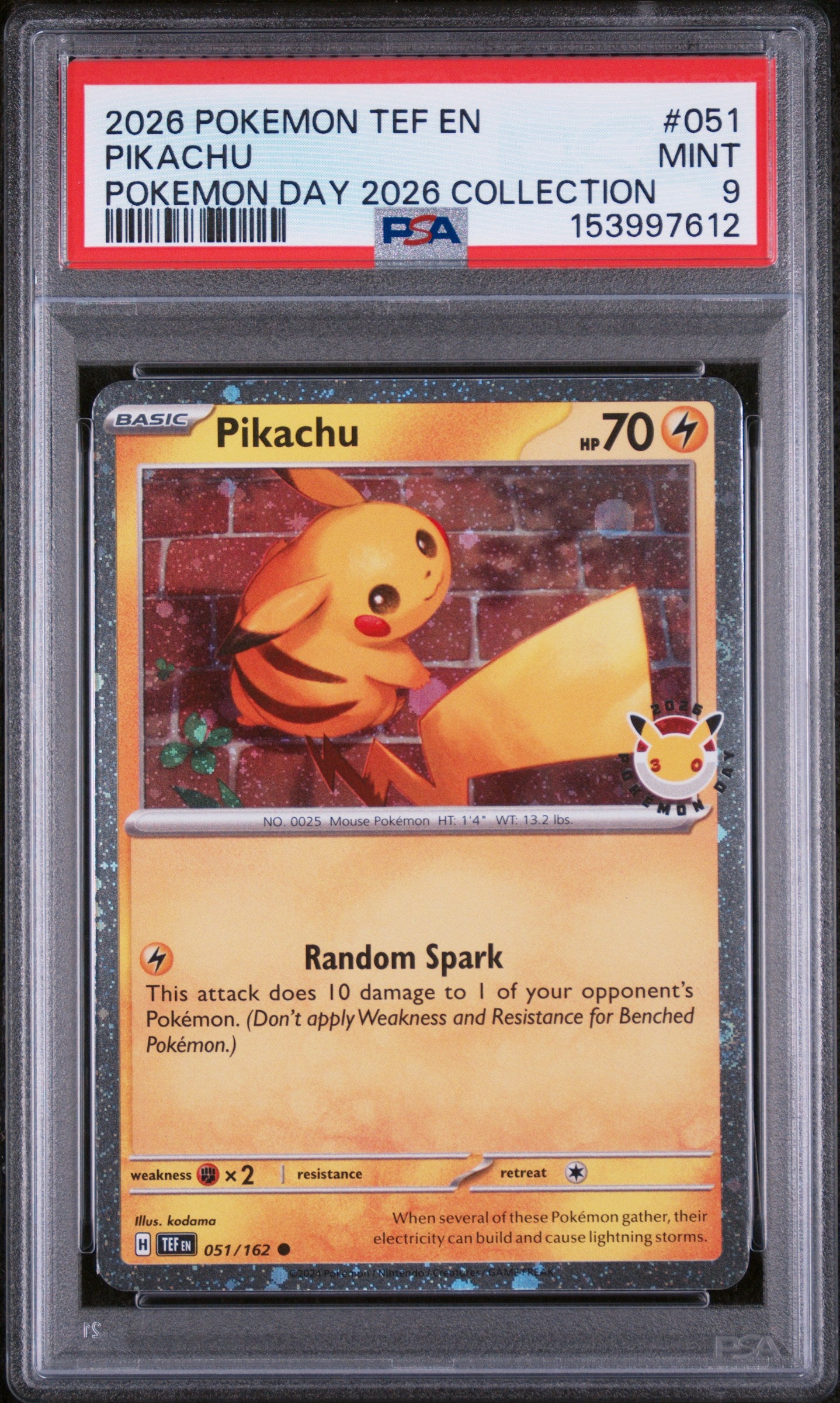 PSA 9 - Pokemon Day 2026 Collection - Pikachu #051