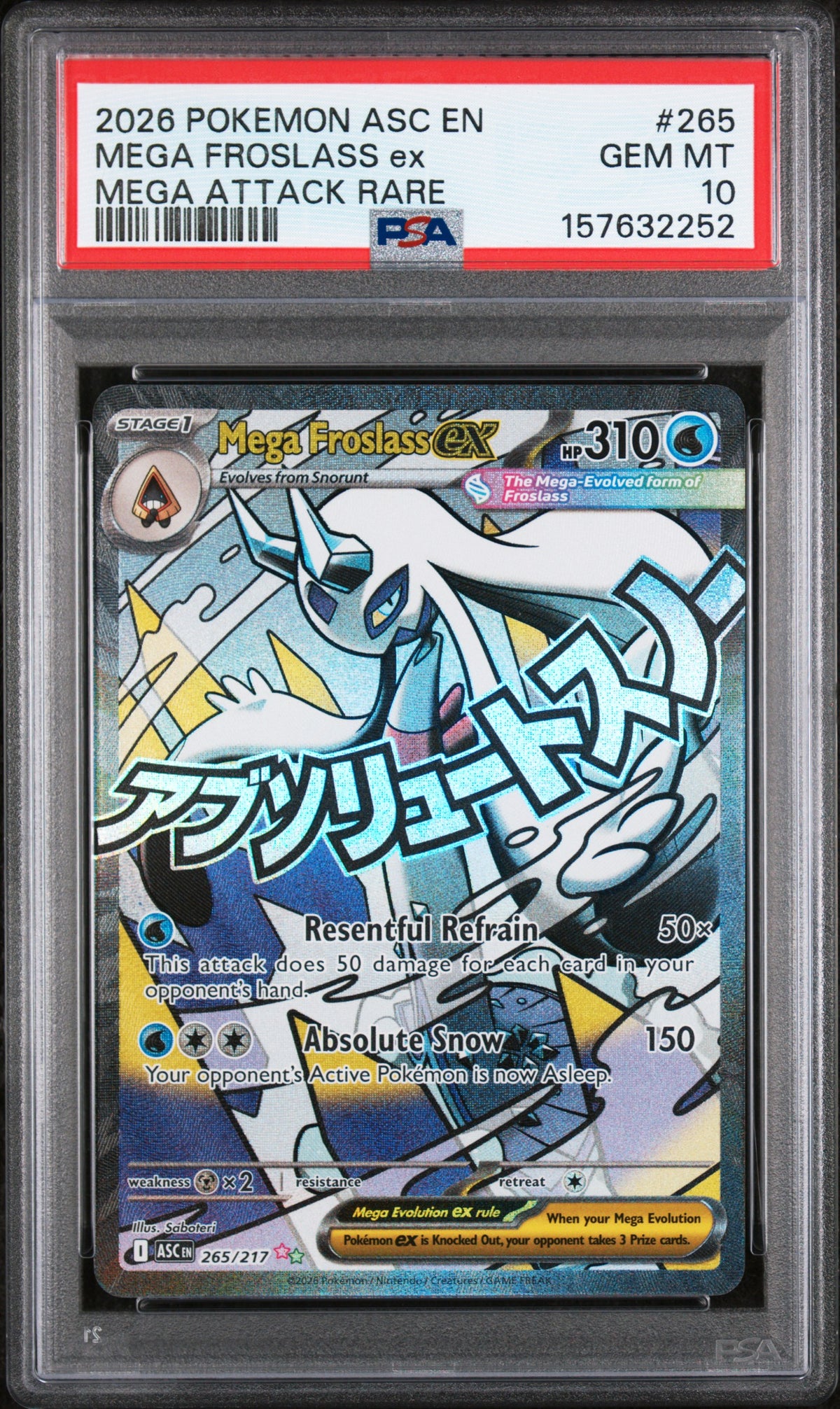 PSA 10 - Mega Attack Rare - Mega Froslass ex #265