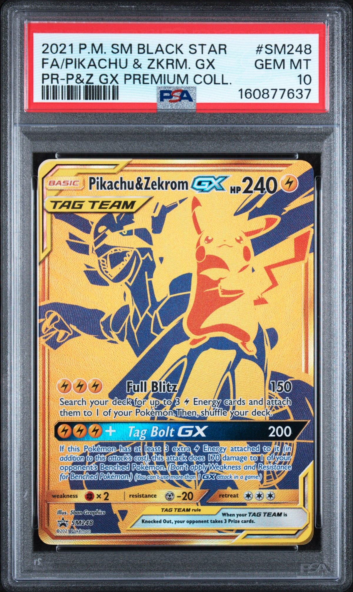 PSA 10 - PR - P&Z GX Premium Coll. - PIkachu & ZKRM. GX #SM248