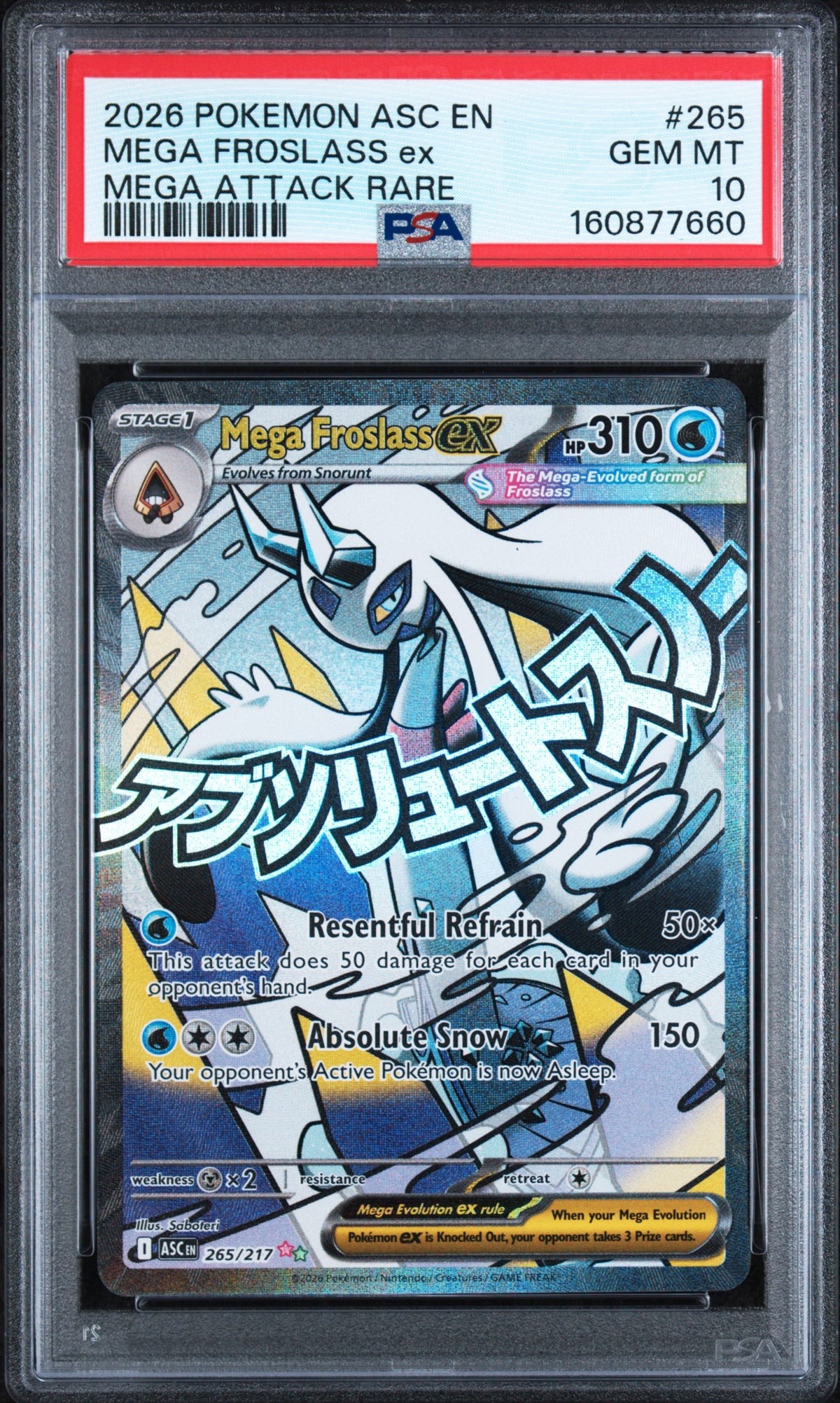 PSA 10 - Mega Attack Rare - Mega Froslass ex #265