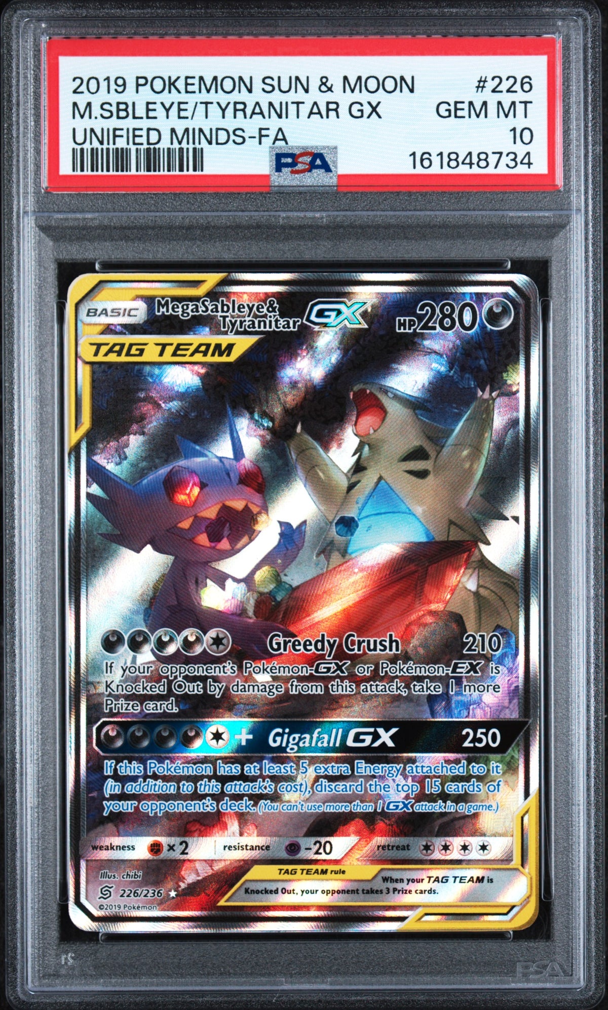 PSA 10 - Unified Minds - FA - M.SBLEYE/TYRANITAR GX #226