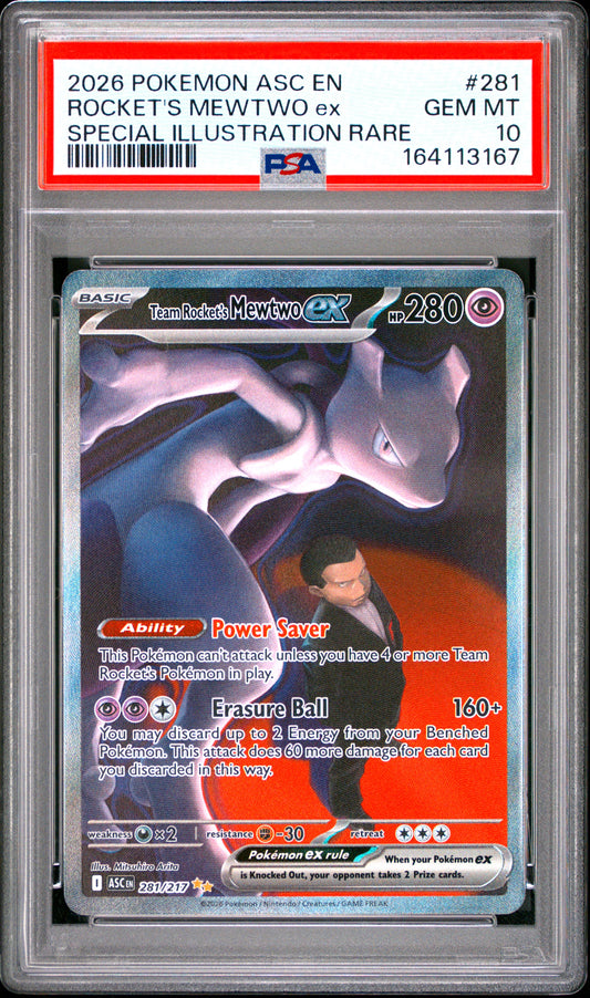 PSA 10 - Special Illustration Rare - Rocket's Mewtwo ex #281