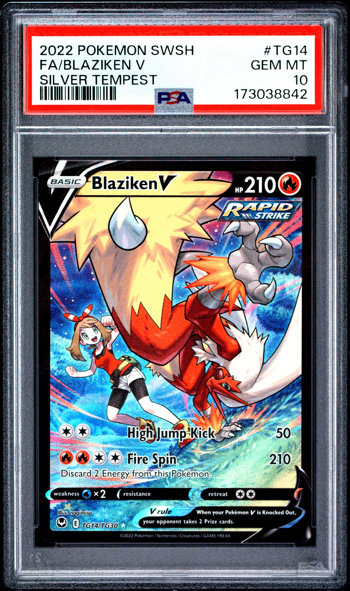 PSA 10 - Silver Tempest - Blaziken V #TG14