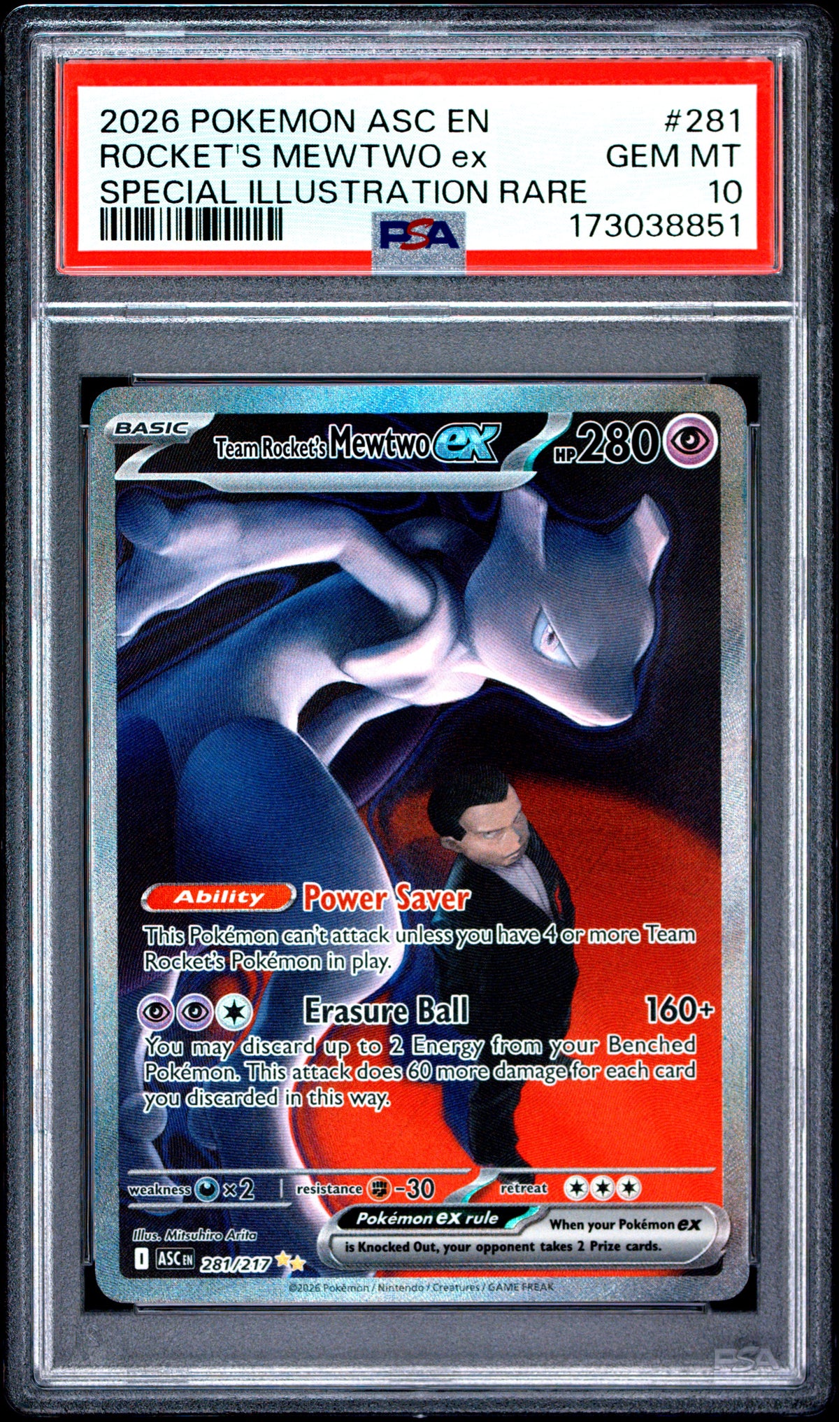 PSA 10 - Special Illustration Rare - Rocket's Mewtwo ex #281