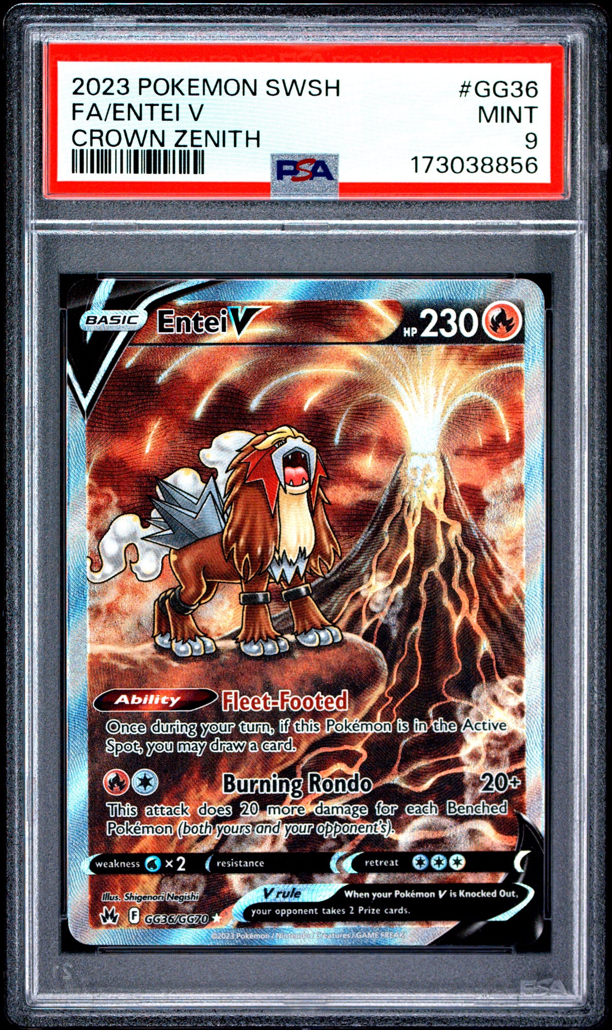 PSA 9 - Crown Zenith - Entei V #GG36