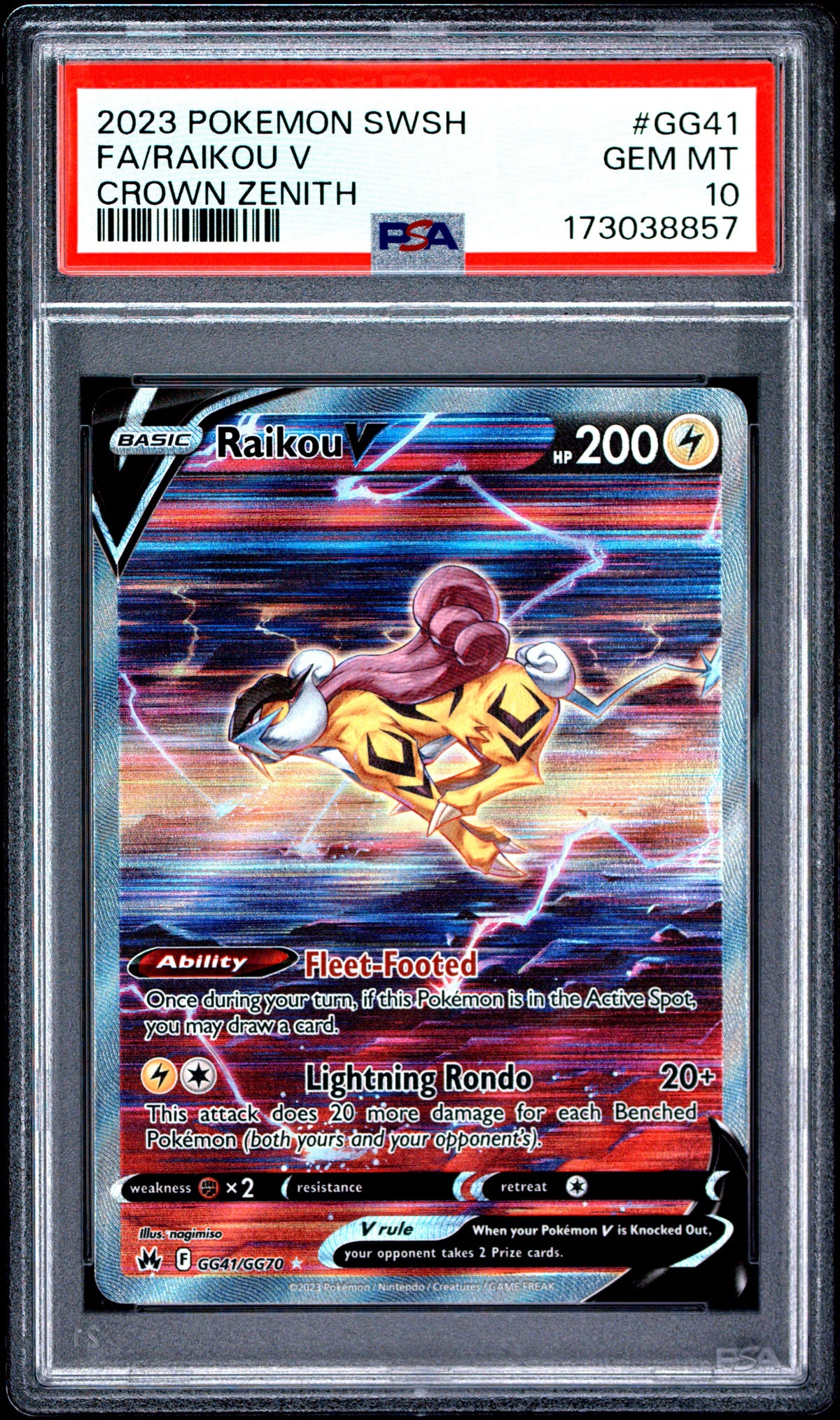 PSA 10 - Crown Zenith - Raikou V #GG41