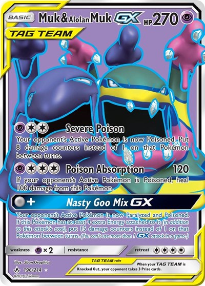 Muk & Alolan Muk GX (196) (Full Art) SM - Unbroken Bonds (196/214) (Ultra Rare)