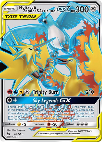 Moltres & Zapdos & Articuno GX (Full Art) Hidden Fates (66/68) (Ultra Rare)