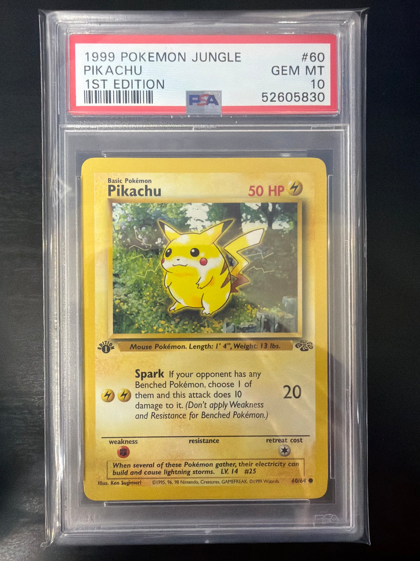 PSA 10 - 1999 1st Ed. Jungle - Pikachu #60
