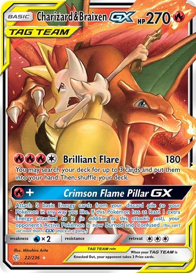Charizard & Braixen GX SM - Cosmic Eclipse (22/236) (Ultra Rare)