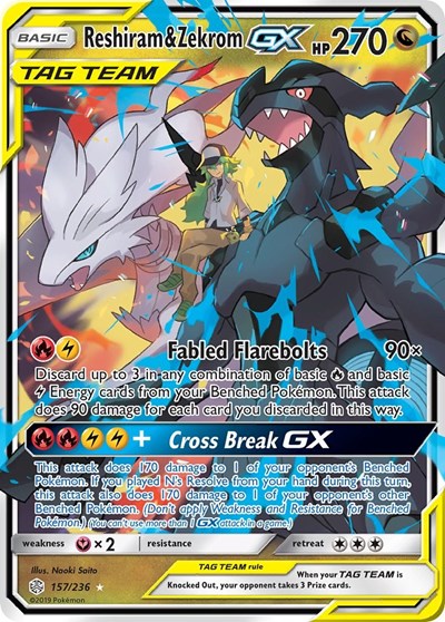 Reshiram & Zekrom GX SM - Cosmic Eclipse (157/236) (Ultra Rare)
