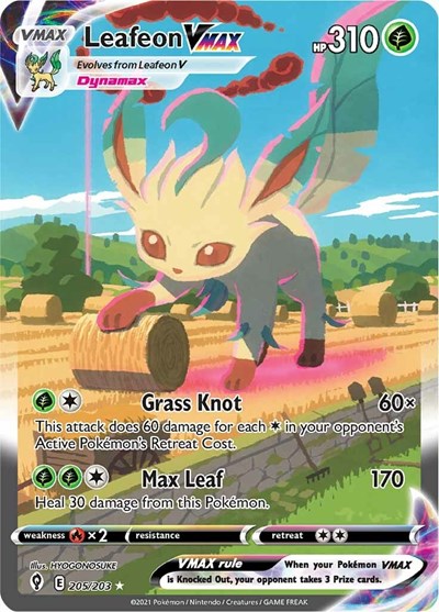Leafeon VMAX (Secret) (Alternate Art) SWSH07: Evolving Skies (205/203) (Secret Rare)