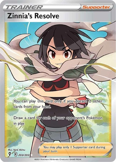 Zinnia's Resolve (Full Art) SWSH07: Evolving Skies (203/203) (Ultra Rare)