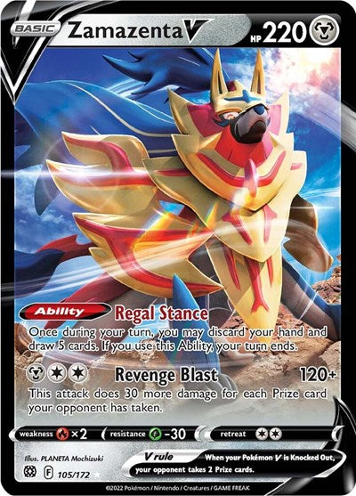 Zamazenta V SWSH09: Brilliant Stars (105/172) (Ultra Rare)