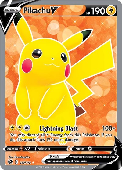 Pikachu V (Full Art) SWSH09: Brilliant Stars (157/172) (Ultra Rare)