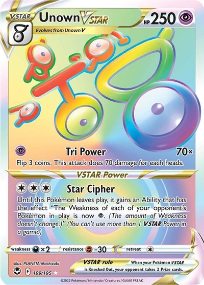 Unown VSTAR (Secret) SWSH12: Silver Tempest (199/195) (Secret Rare)