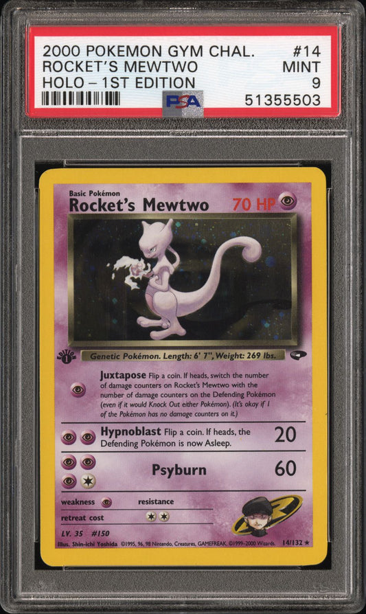 PSA 9 - Holo 1st Edition - Rocket's Mewtwo #14