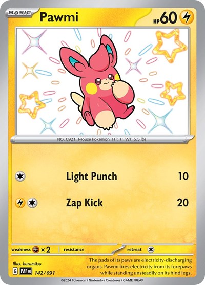 Pawmi SV: Paldean Fates (142/091) (Shiny Rare)