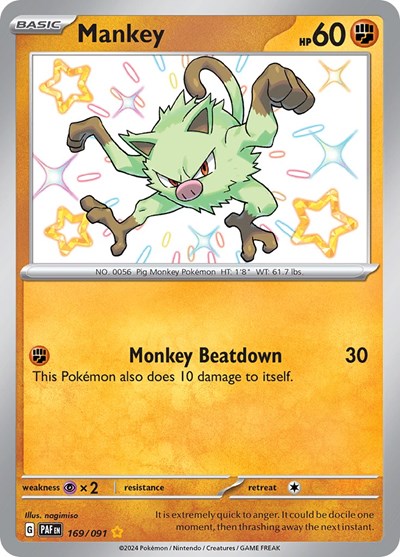 Mankey SV: Paldean Fates (169/091) (Shiny Rare)