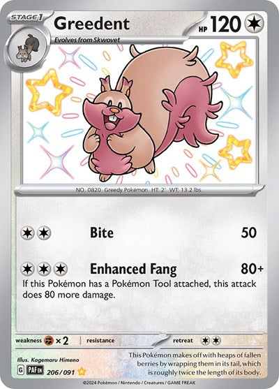 Greedent SV: Paldean Fates (206/091) (Shiny Rare)