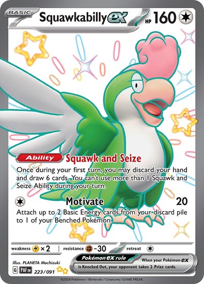 Squawkabilly ex SV: Paldean Fates (223/091) (Shiny Ultra Rare)