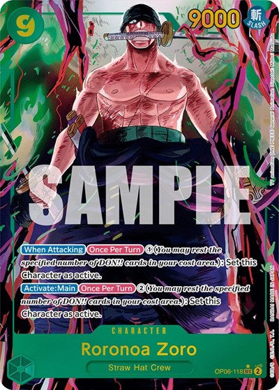 Roronoa Zoro (Alternate Art) Wings of the Captain (OP06-118) (Secret Rare)