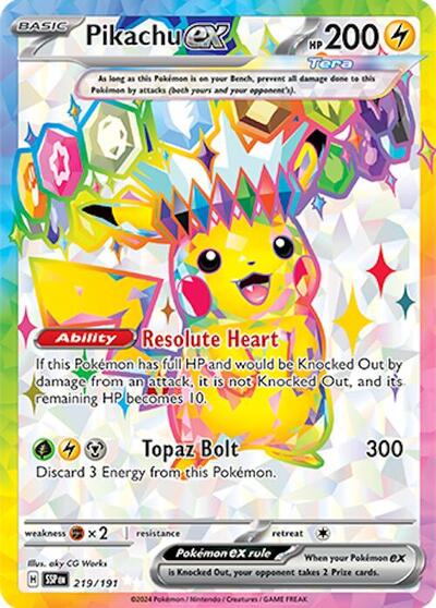 Pikachu ex SV08: Surging Sparks (219/191) (Ultra Rare)
