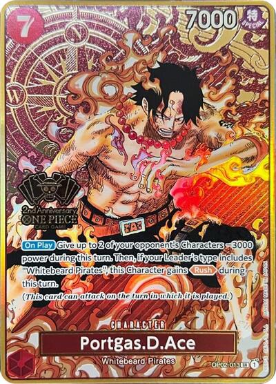 Portgas.D.Ace (One Piece Japanese Version 2nd Anniversary Set) One Piece Promotion Cards (OP02-013) (Super Rare)
