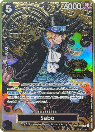 Sabo (One Piece Japanese Version 2nd Anniversary Set) One Piece Promotion Cards (OP04-083) (Super Rare)