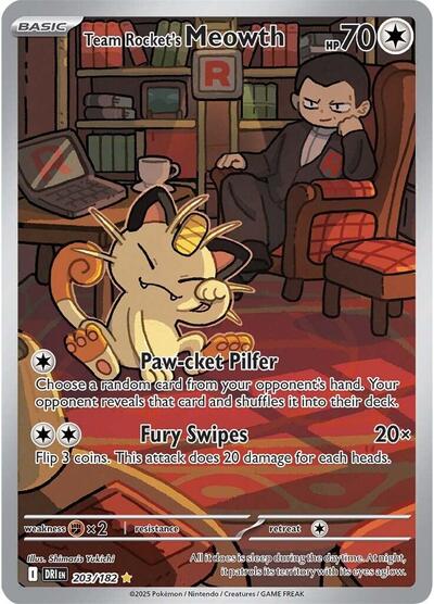 Team Rocket's Meowth SV10: Destined Rivals (203/182) (Illustration Rare)