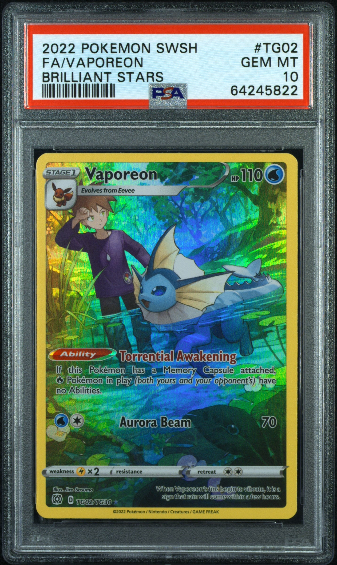 PSA 10 - Brilliant Stars - Vaporeon #TG02